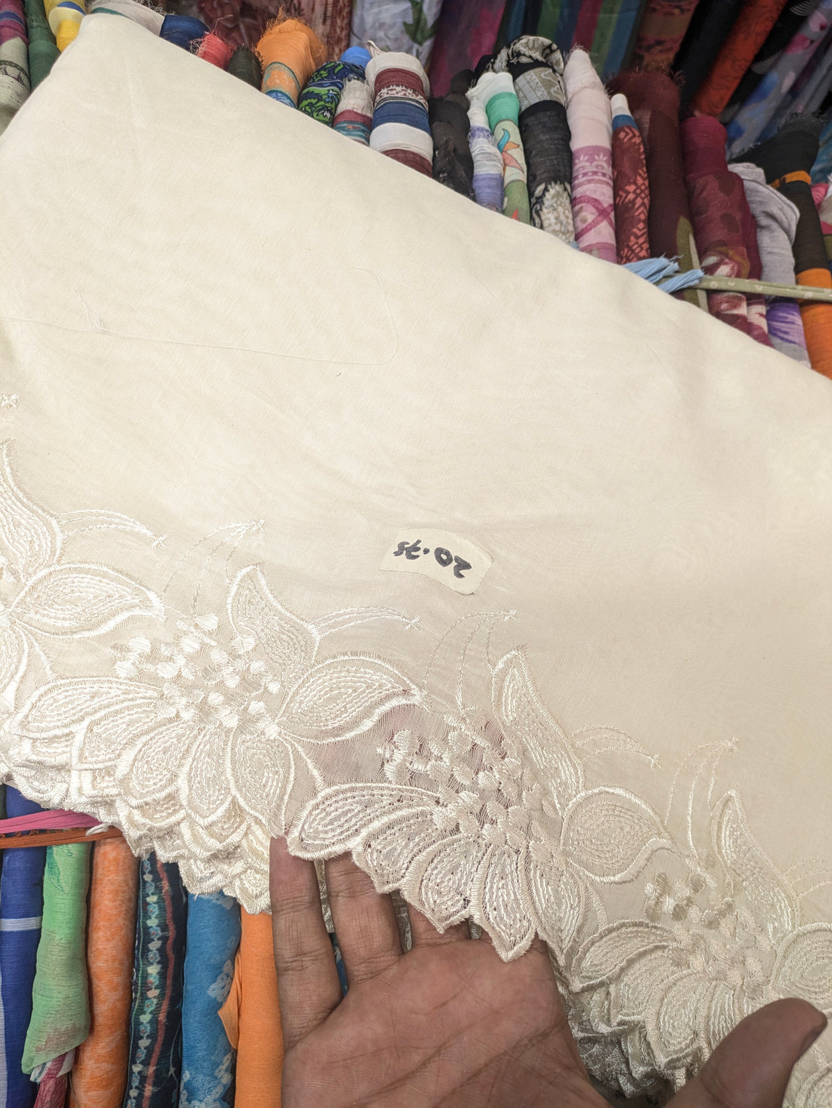 Cream Voile Lawn Scalloped Dupatta with Cream Embroidery | Cream  lawn Cutwork Dupatta 2.5 yards
