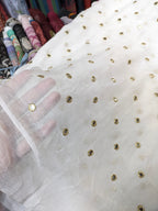 Golden Embroidered Chiffon Dupatta with Sitara Work – 2.5 Yards | Fancy Party Wear Dupatta