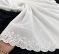 Voile Lawn white chicken Kaari Dupatta with White    Embroidery | white  lawn scallop Cutwork Dupatta Diyable in all colors 2.5 yards length
