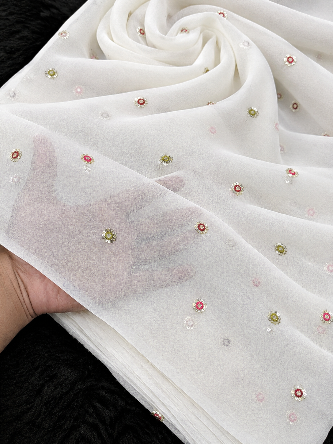 Pure Chiffon Multi Embroidery Dupatta Diyable Dupatta In all colors 2.5 yards