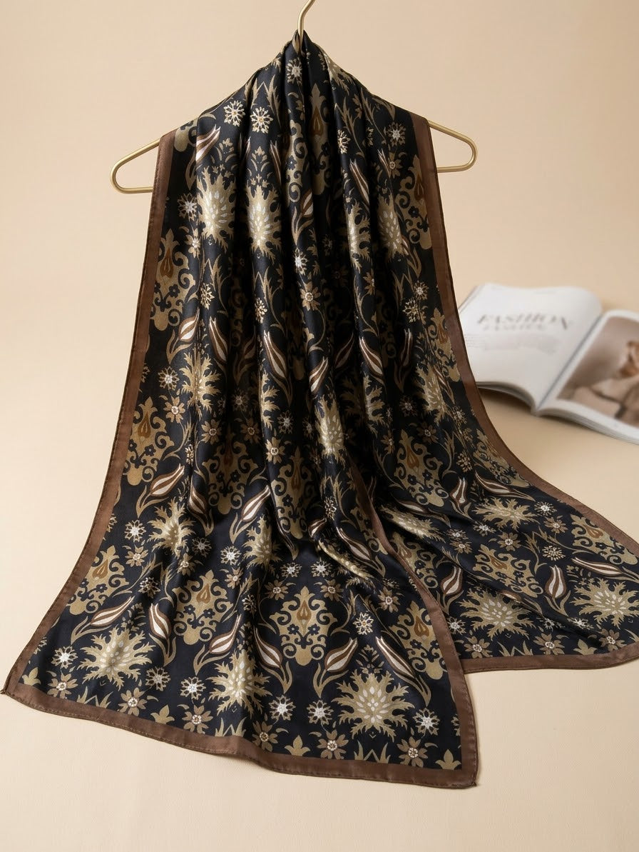 Silk Printed Hijab Printed Silk Scarf- Silk stoller - Silk hijabs Lightweight Satin Scarves