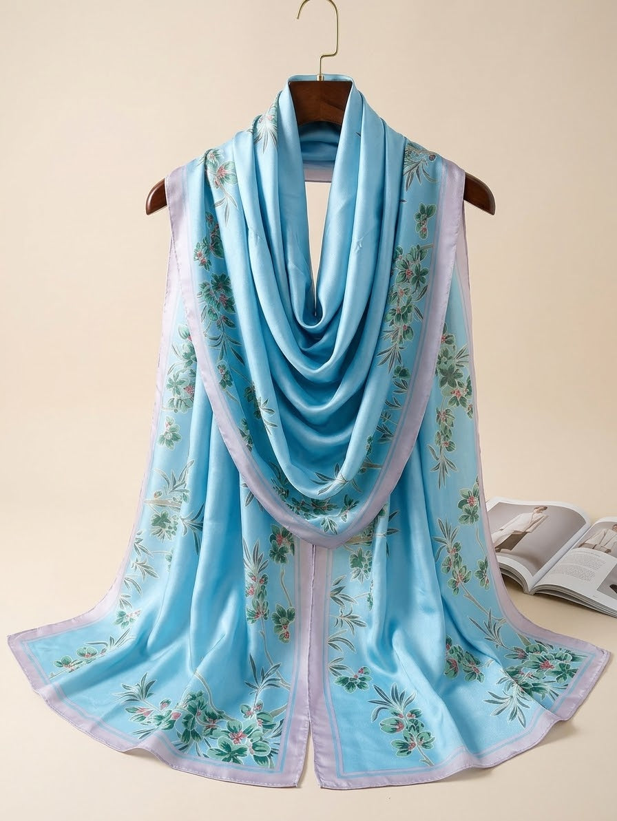 Silk Printed Hijab Printed Silk Scarf- Silk stoller - Silk hijabs Lightweight Satin Scarves