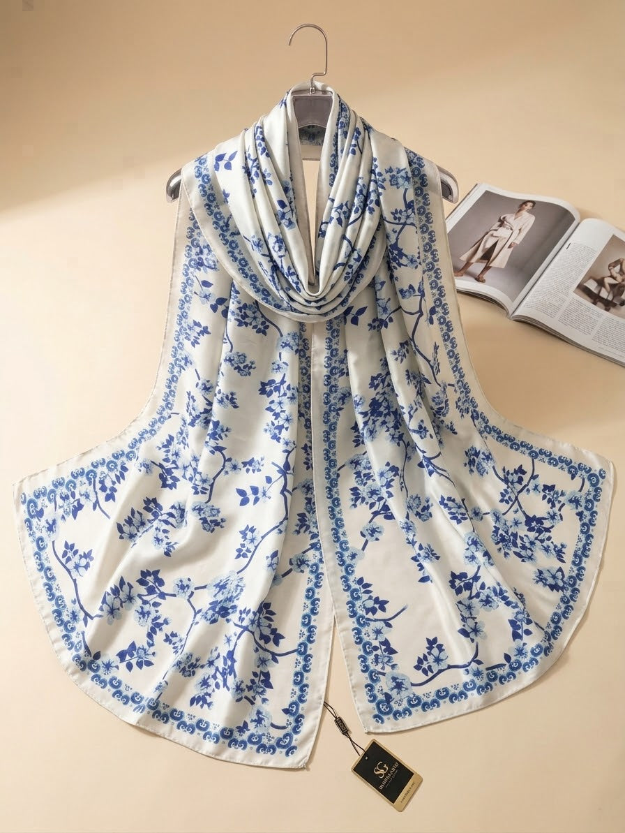 Silk Printed Hijab Printed Silk Scarf- Silk stoller - Silk hijabs Lightweight Satin Scarves