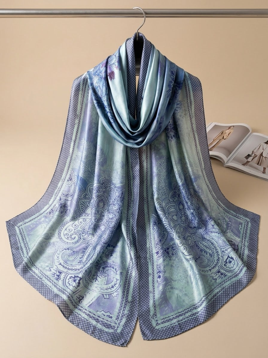 Silk Printed Hijab Printed Silk Scarf- Silk stoller - Silk hijabs Lightweight Satin Scarves