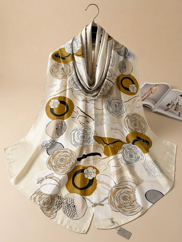 Silk Printed Hijab Printed Silk Scarf- Silk stoller - Silk hijabs Lightweight Satin Scarves
