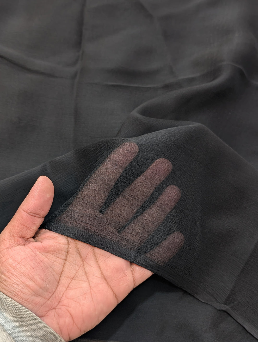 Plain Crinkle Chiffon Dupatta 2.75 Yards | Black