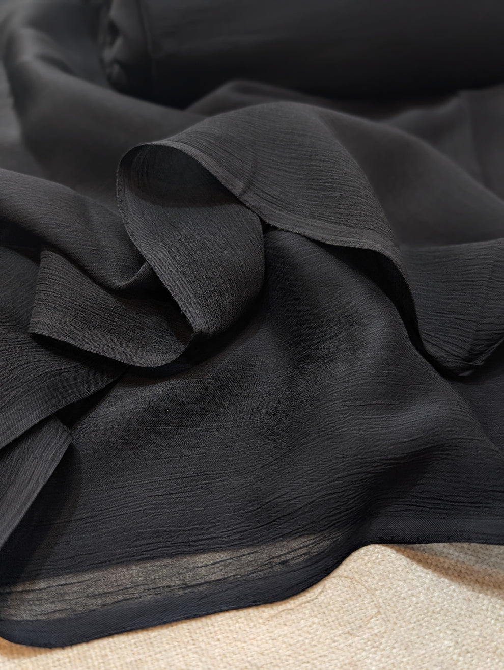 Plain Crinkle Chiffon Dupatta 2.75 Yards | Black
