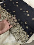 Fancy Black Net Dupatta with Heavy Golden Embroidery | Soft Net Party Wear Dupatta | 2.5 Yards