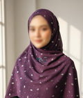 Georgette Chiffon Hijab Stole with Silver Leaf Foil Design - 2 Gaz