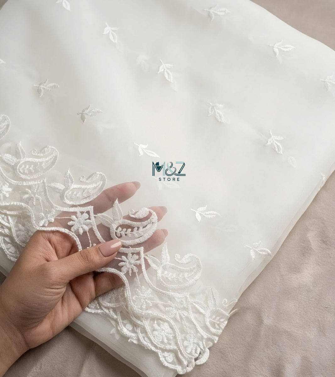 Organza White Cutwork Dupatta Border Organza Embroided - 2.5 ghz