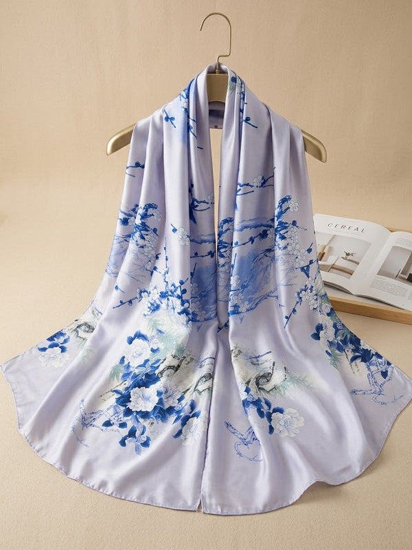 Silk Printed Hijab Printed Silk Scarf- Silk stoller - Silk hijabs Lightweight Satin Scarves