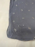 Georgette Chiffon Hijab Stole with Silver Leaf Foil Design - 2 Gaz