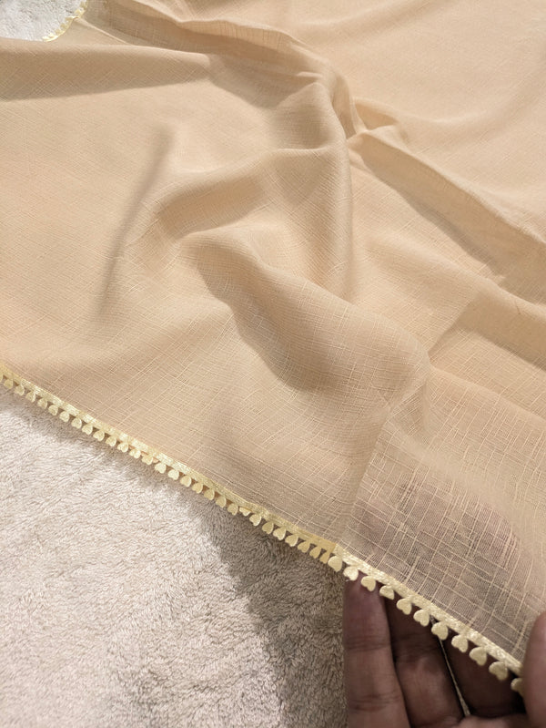 Premium Soft Lawn Hijab with Four Side Lace & Textured Fabric – 2 Yards