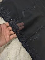 Elegant Black Chiffon Dupatta with Black Embroidery & Sequin Work – 2.3 Yards