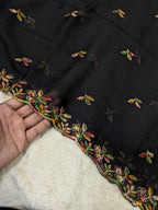 Black Chiffon Dupatta with Multicolor Embroidery & Two-Sided Embroidered Border – 2.3 Yards