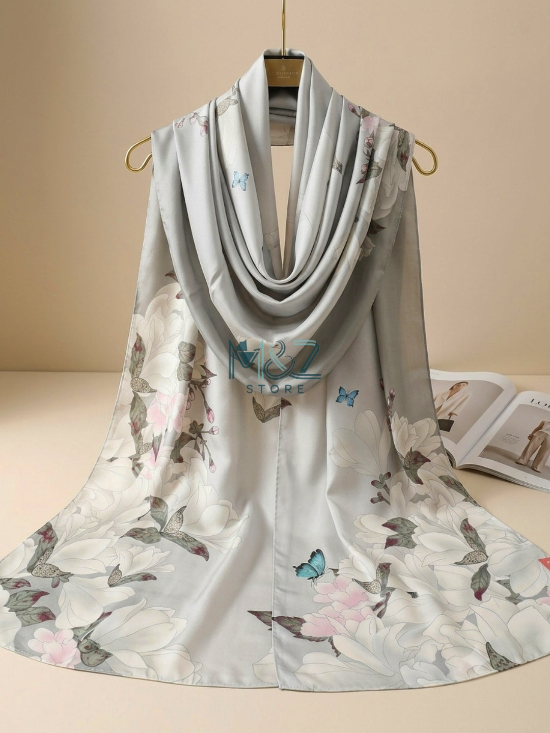 Silk Printed Hijab Printed Silk Scarf- Silk stoller - Silk hijabs Lightweight Satin Scarves