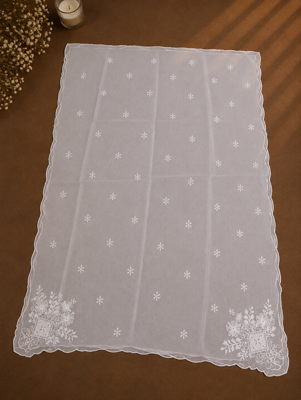 Chiffon Four-Side Scalloped Cutwork Dupatta – 2.75 Yards (Dyeable