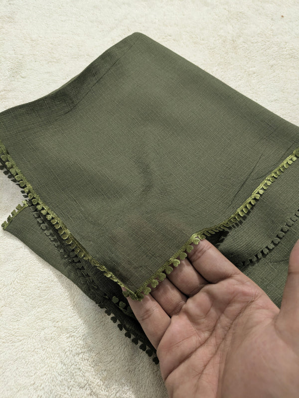Premium Soft Lawn Hijab with Four Side Lace & Textured Fabric – 2 Yards