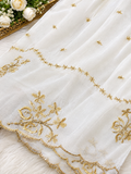 Semi Pure Chiffon golden  Embroidered Dupatta