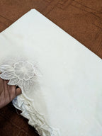 Voile Lawn Scalloped Dupatta with White Embroidery | white lawn Cutwork Dupatta