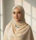 Georgette Chiffon Hijab Stole with Silver Leaf Foil Design - 2 Gaz
