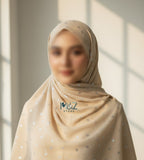 Georgette Chiffon Hijab Stole with Silver Leaf Foil Design - 2 Gaz