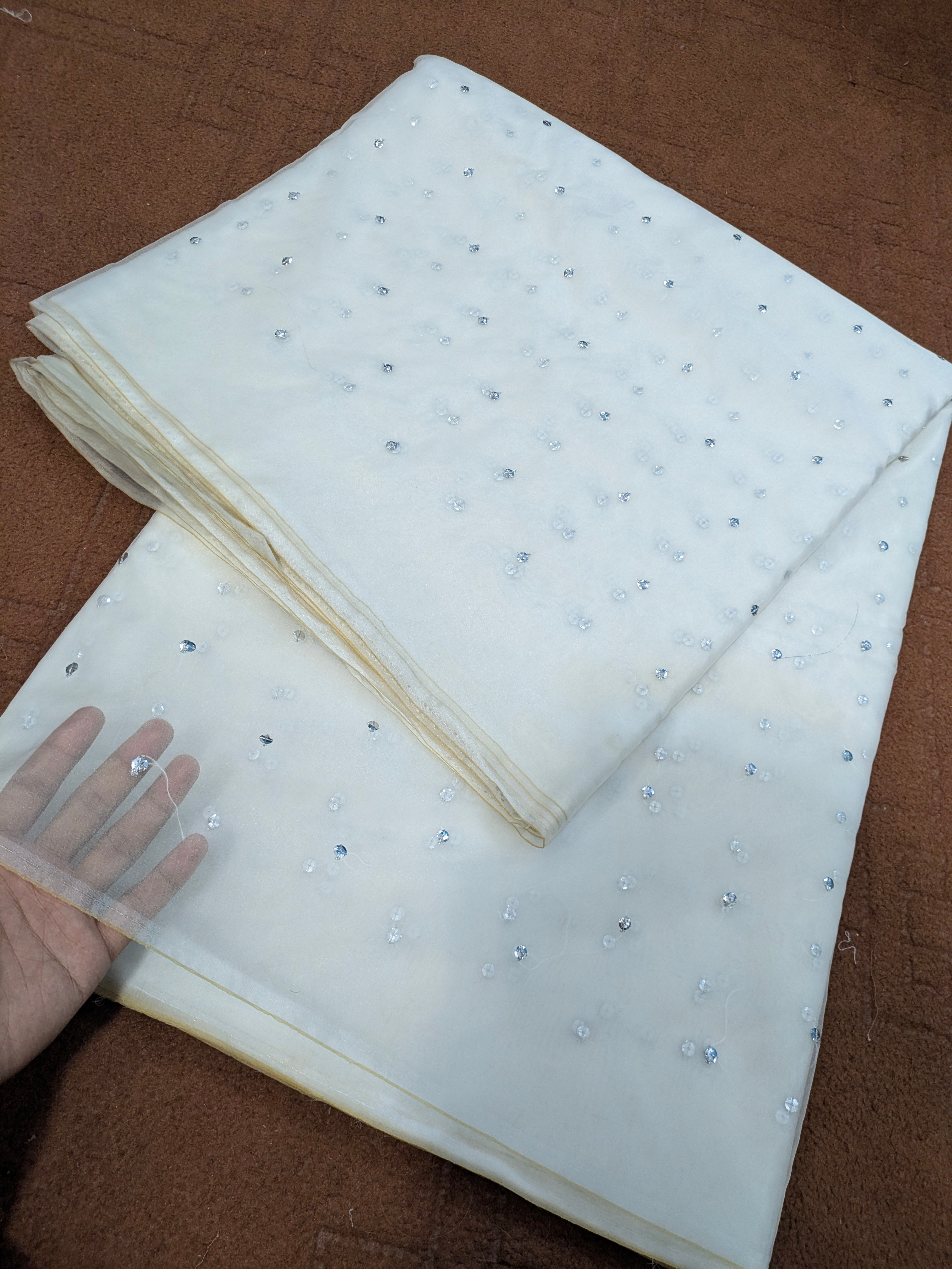 Soft Organza  Dupatta with Silver  Sitara Embroidery Dyable  in all colors 2.5 yards  Dupatta