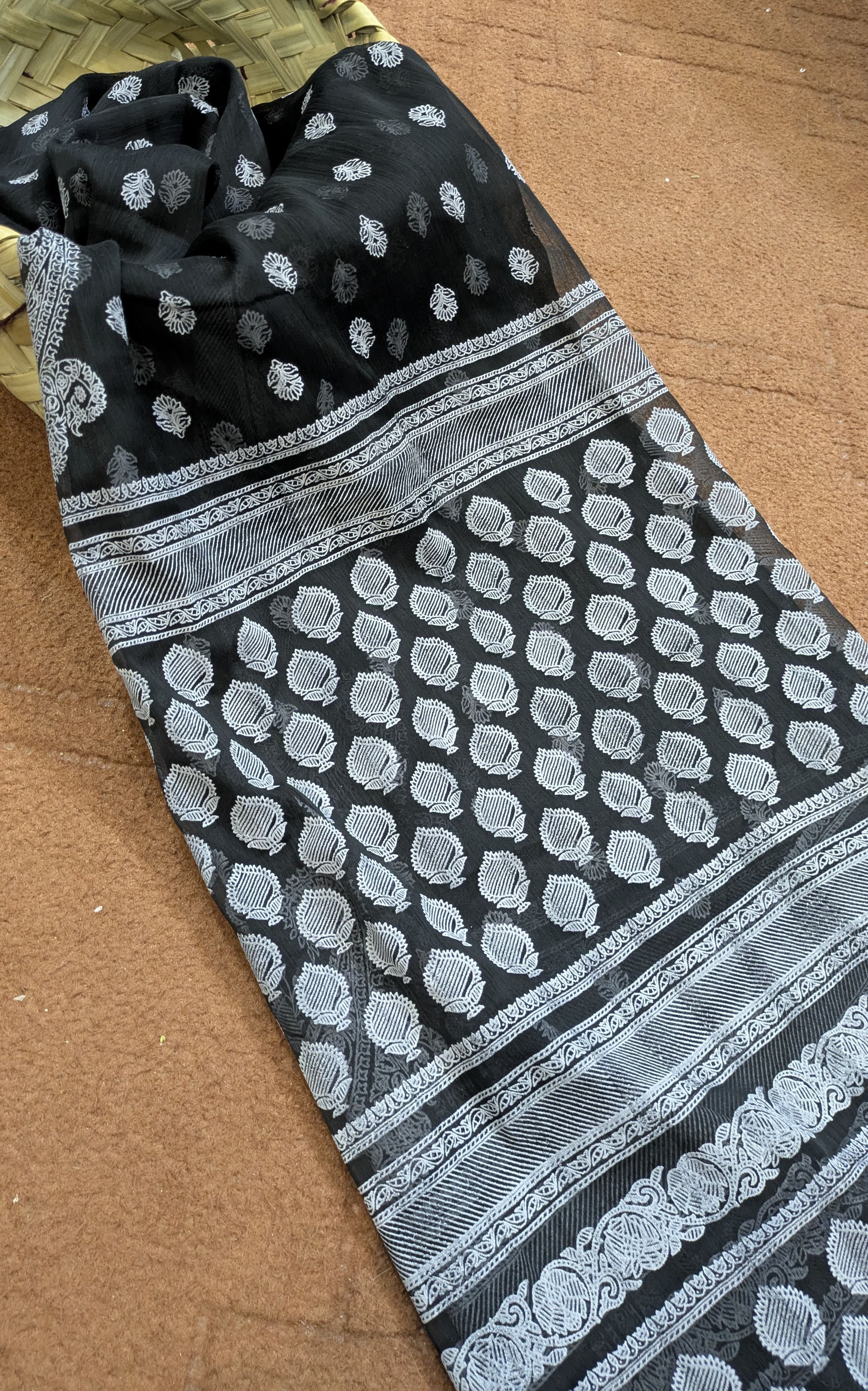 Chiffon Block Print Dupatta 2.5 yards