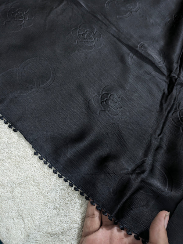 Premium Silk Hijab with Four Side Cutwork Lace | Elegant Party Wear Hijab