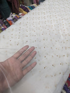 Pure Soft Net Dupatta with Golden Chan Embroidery – Elegant Party Wear Dupatta, 2.5 Yards