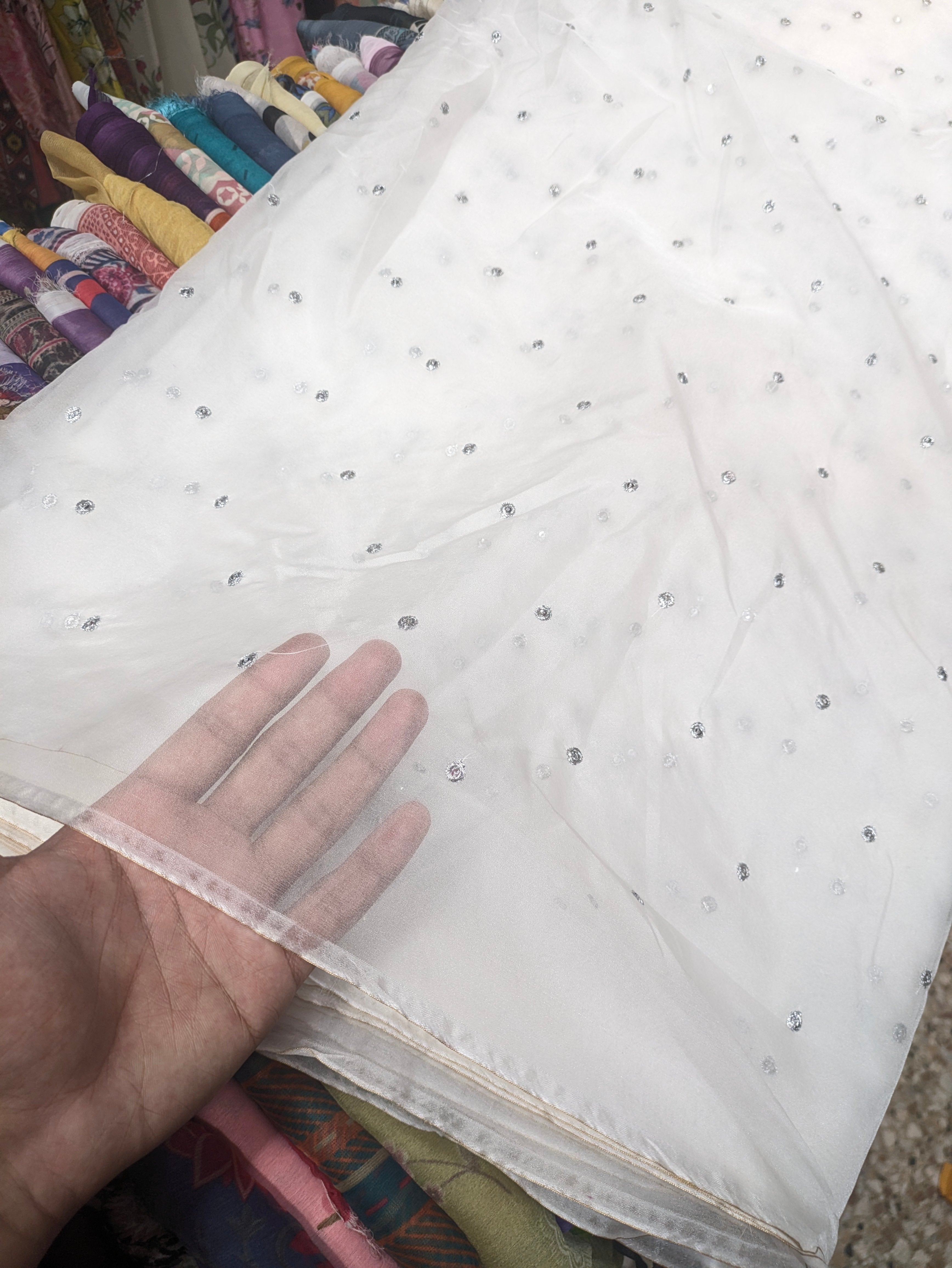 Pure Soft Organza Dupatta with Silver Chan Embroidery | Diyable Party Wear Dupatta | 2.5 Yards