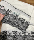 Voile Lawn white Scalloped Dupatta with black Embroidery | lawn Cutwork Dupatta Diyable in all colors 2.5 yards length