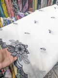Voile Lawn white Scalloped Dupatta with black Embroidery | lawn Cutwork Dupatta Diyable in all colors 2.5 yards length