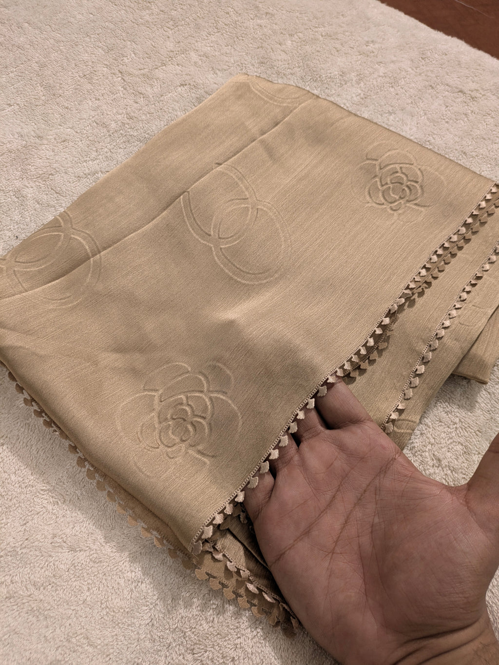 Premium Silk Hijab with Four Side Cutwork Lace | Elegant Party Wear Hijab