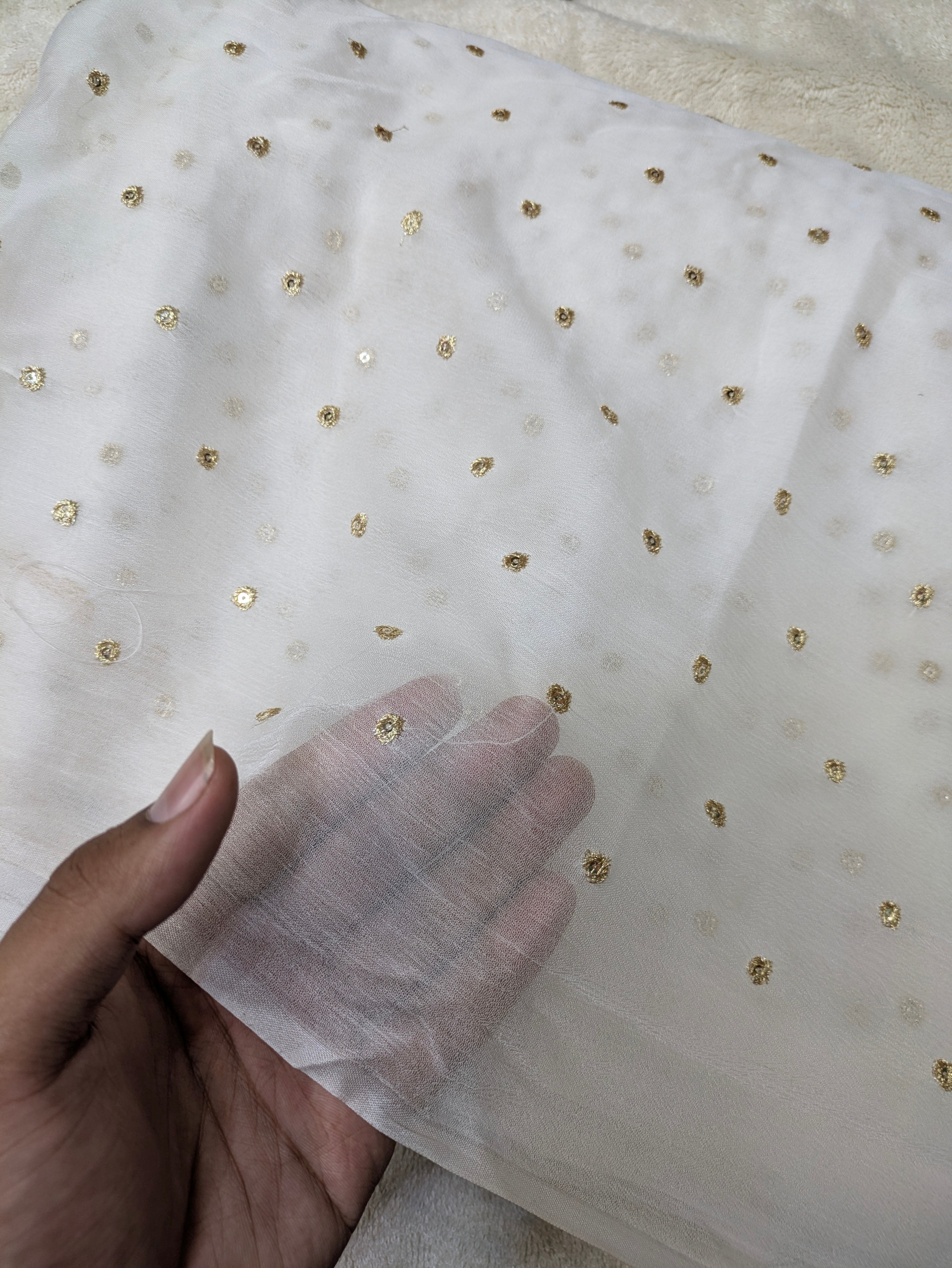 Premium Chiffon Dupatta with Golden Chan Embroidery | Soft & Elegant Party Wear Dupatta | 2.5 Yards