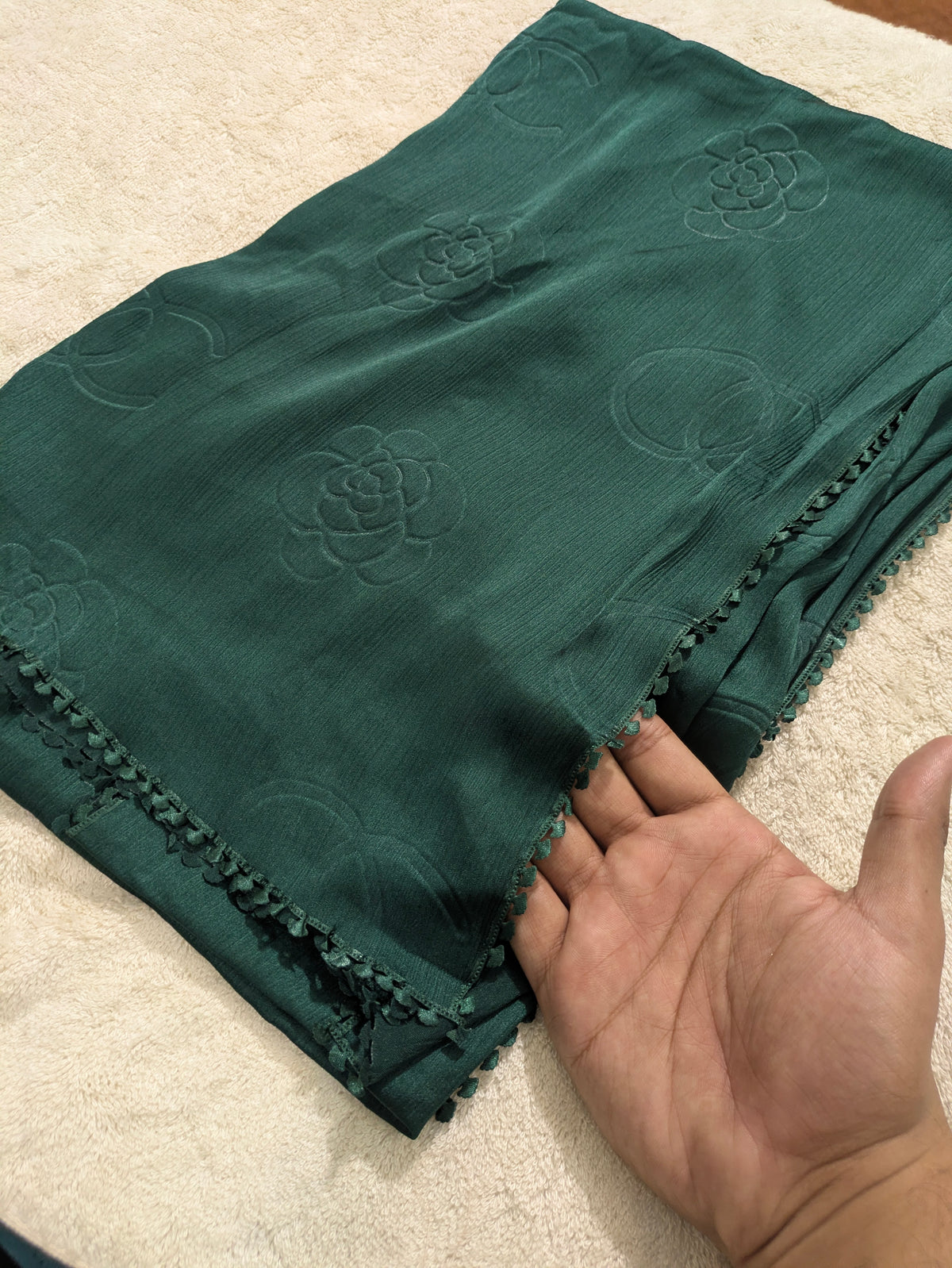 Premium Silk Hijab with Four Side Cutwork Lace | Elegant Party Wear Hijab