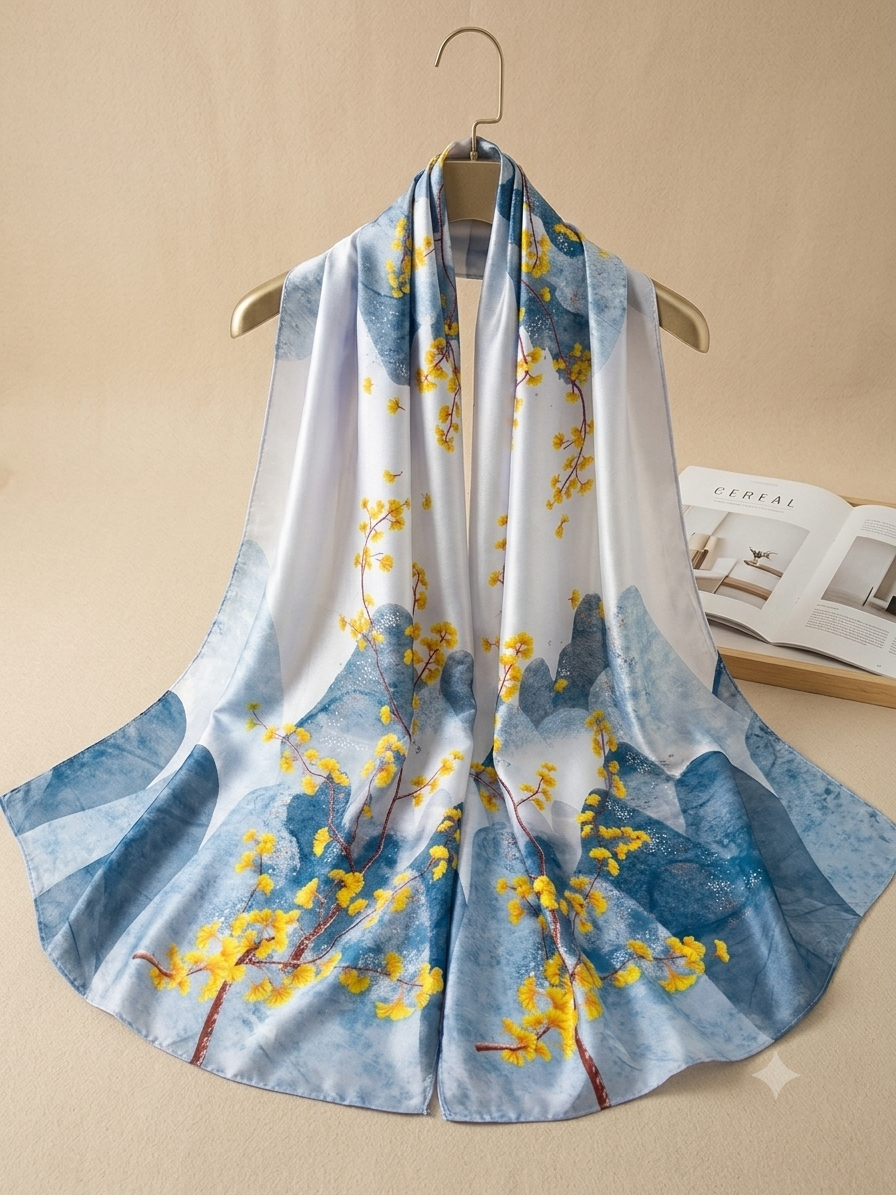 Silk Printed Hijab Printed Silk Scarf- Silk stoller - Silk hijabs Lightweight Satin Scarves