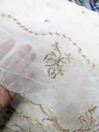 Semi Pure Chiffon golden  Embroidered Dupatta