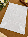 White Voile Lawn four Sided Scallop Dupatta with White Embroidery – Dyeable  2.75 yards