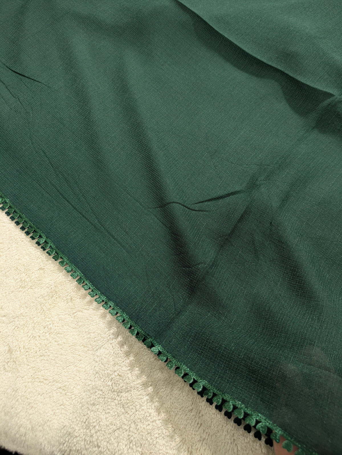 Premium Soft Lawn Hijab with Four Side Lace & Textured Fabric – 2 Yards