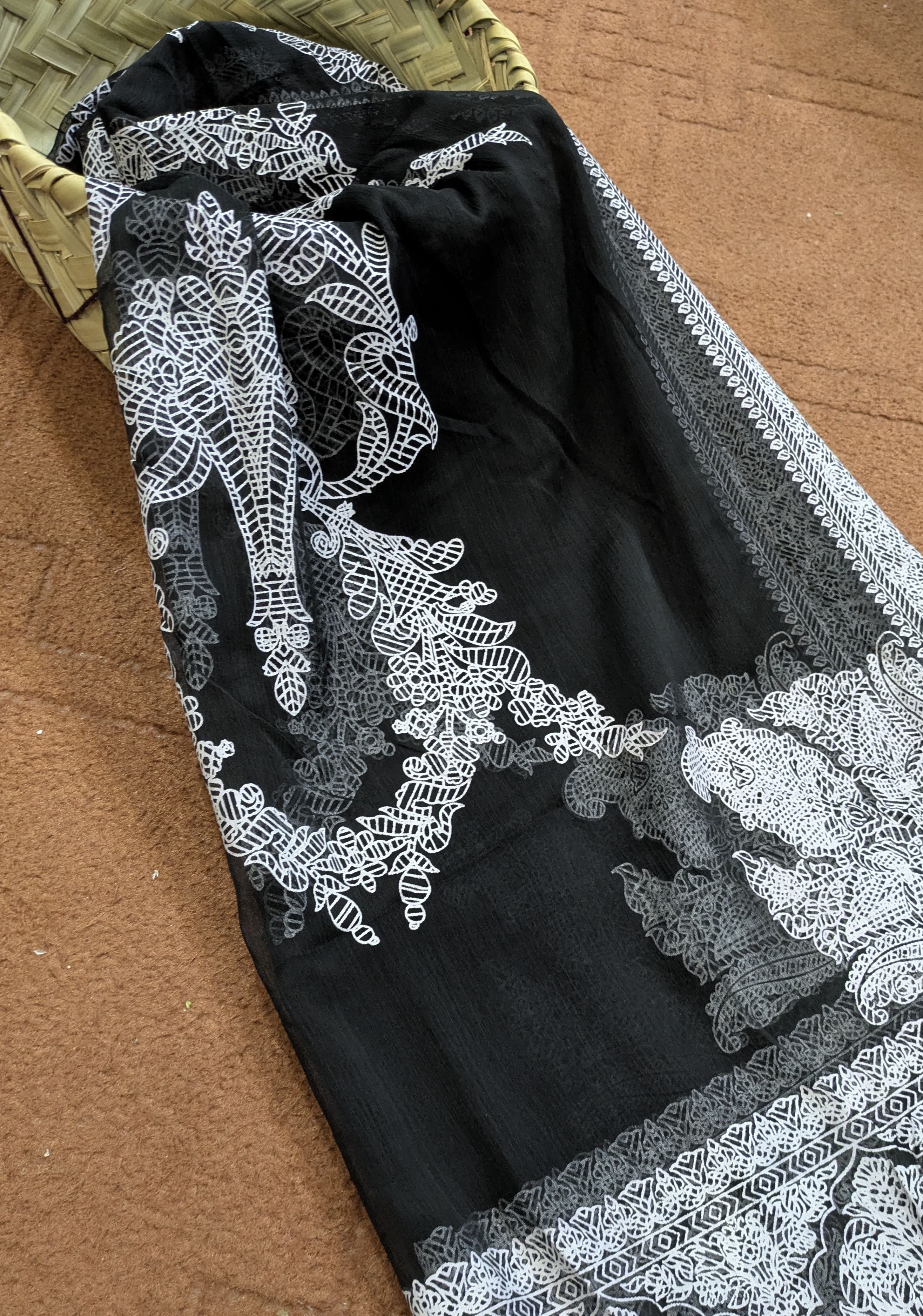 Chiffon Block Print Dupatta 2.5 yards