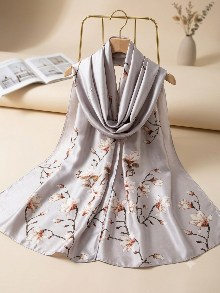 Silk Printed Hijab Printed Silk Scarf- Silk stoller - Silk hijabs Lightweight Satin Scarves