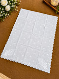White Voile Lawn four Sided Scallop Dupatta with White Embroidery – Dyeable  2.75 yards
