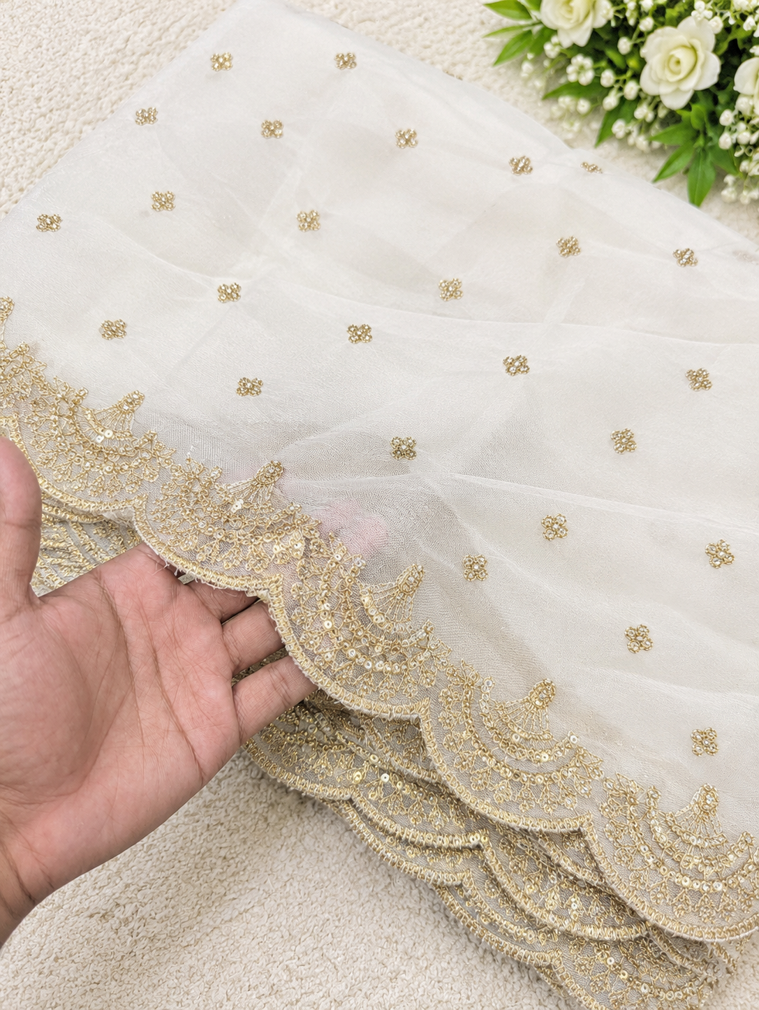 Premium medium silk Dupatta with golden   Embroidery | Soft & Elegant Party Wear Dupatta | 2.5 Yards