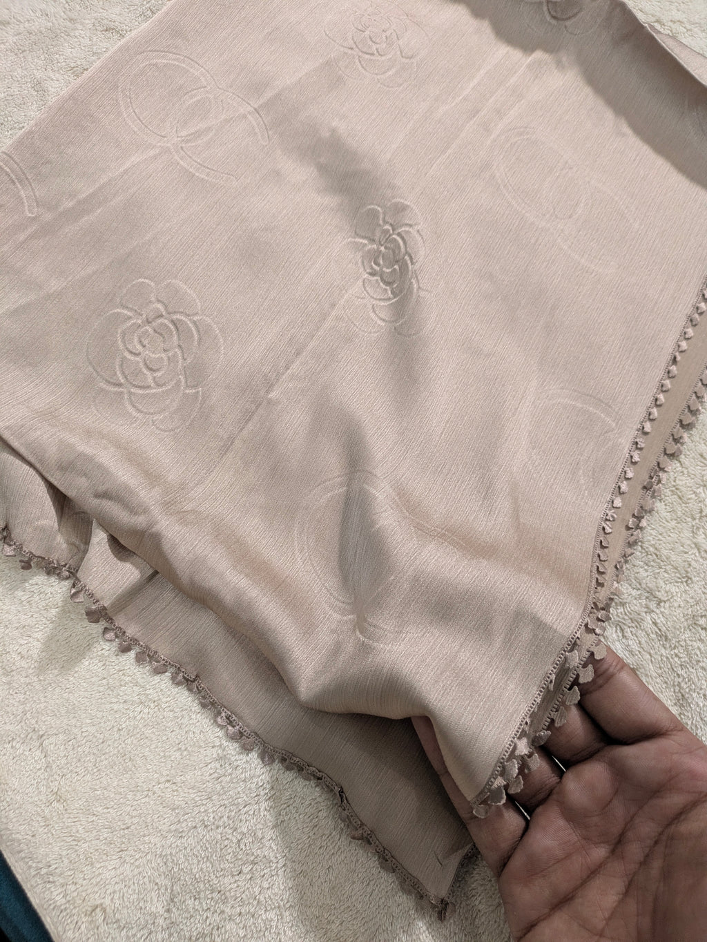 Premium Silk Hijab with Four Side Cutwork Lace | Elegant Party Wear Hijab