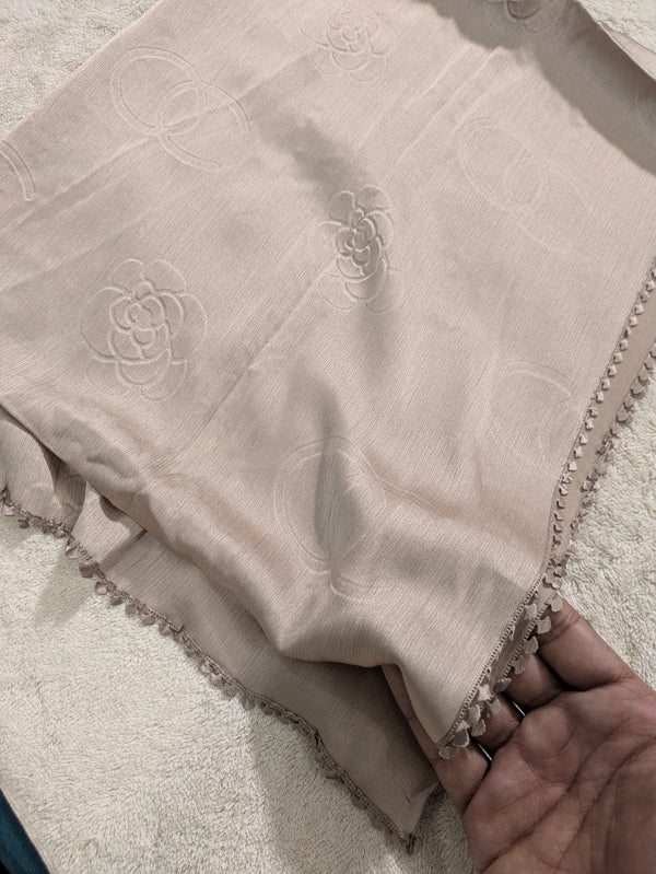 Premium Silk Hijab with Four Side Cutwork Lace | Elegant Party Wear Hijab