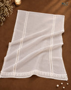 Bember chiffon white four side lace Dupatta 2.5 yards