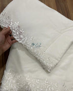 Voile Lawn Scalloped Dupatta with White Embroidery | white lawn Cutwork Dupatta