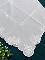 White Voile Lawn four Sided Scallop Dupatta with White Embroidery – Dyeable  2.75 yards