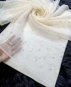 Soft Organza  Dupatta with Silver  Sitara Embroidery Dyable  in all colors 2.5 yards  Dupatta